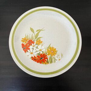 Vintage 1970s Four Season Stoneware Platter 12" // Sunmarc Daisyland Pattern
